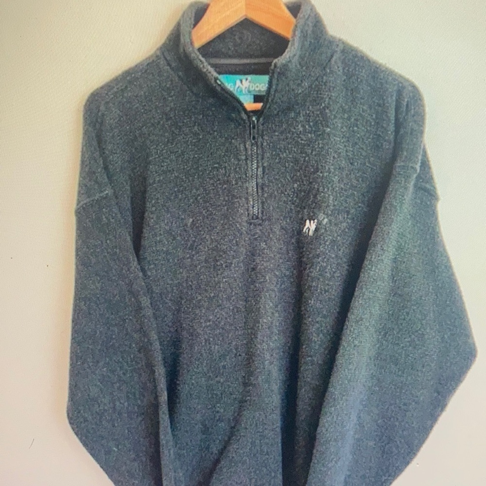 Vintage 90s Big Dogs Gray 1/4 Quarter Zip Mens L